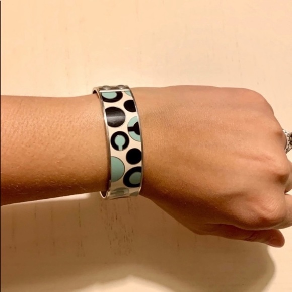 Coach Blue and White Enamel Logo Bangle - Picture 6 of 6